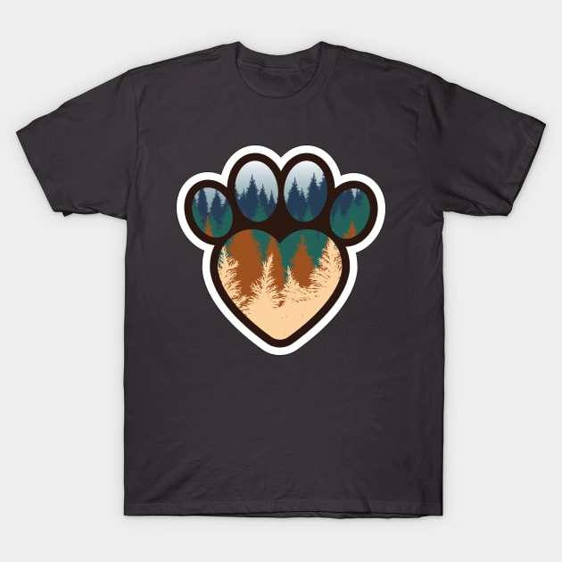 Forest Paw Print T-Shirt by ScottyWalters